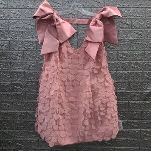 Asos Luxe Curve Bow Shoulder Disc V-neck Mini Dress Pale Pink Bridesmaid Party